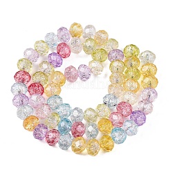 透明ガラスビーズ連売り  ファセット（32ファセット）  ロンデル  カラフル  8x6.5mm  穴：1.2mm  約60~62個/連  39~40cm&nbsp;GLAA-T023-8mm-A07