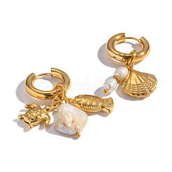 Серьги-кольца из нержавеющей стали в форме ракушки и черепахи AN6394