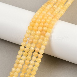 天然のイエロージェイドビーズ連売り  ラウンド  グレードA  4mm  穴：1mm  約94個/連  15.5インチ&nbsp;G-K121-01-4mm
