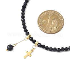 Ожерелья из граненых круглых бусин из синтетического синего золота NJEW-JN05661