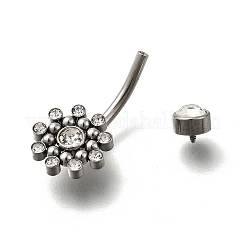 Кольца для пупка в форме штанги из нержавеющей стали 304 с прозрачным кубическим цирконием AJEW-D306-03P-01