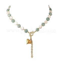 Colliers de perles en amazonite naturelle et perles keshi pour femmes&nbsp;NJEW-JN06666