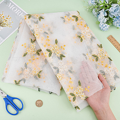 Нейлоновая ткань с цветочным узором и кружевной отделкой AJEW-WH0314-174