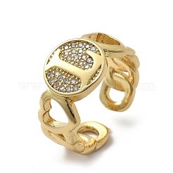 Anillos abiertos de circonita cúbica transparente con micro pavé de latón para mujer&nbsp;RJEW-K289-02G-L