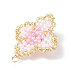 Подвески ручной работы из стеклянного бисера с узором в виде четырехлистника&nbsp;PALLOY-MZ00965-03