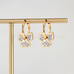 Серьги-кольца в форме бабочек со стразами из нержавеющей стали 201 BU9649