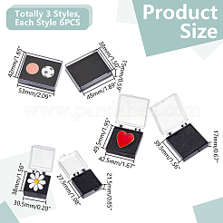 24шт 3 вида пластиковых упаковочных коробок с губкой внутри для брошей&nbsp;CON-HY0001-07