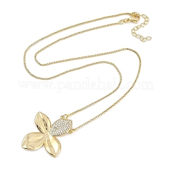 Латунные микропаве прозрачные кубические цирконии подвеска коробка цепи ожерелья для женщин NJEW-U015-08G-01