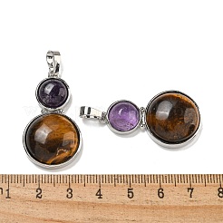 Подвески из натурального тигрового глаза и натурального аметиста&nbsp;G-G147-06P-07