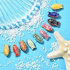 10 шт. 10-х цветные фарфоровые бусины ручной работы с принтом&nbsp;PORC-CJ0001-22