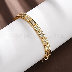Rechteckige Gliederarmbänder aus Messing mit Mikropavé-Fassung aus klaren Zirkonia für Damen&nbsp;BJEW-F530-03G