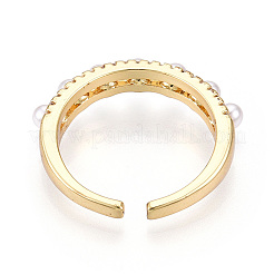 Латунные кольца-манжеты с микропаве и прозрачным цирконием для женщин KK-T074-11G