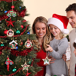 22 шт. 11 стильных рождественских подвески из натурального дерева большие WOOD-CA0001-51