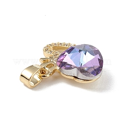 Настоящие 18-каратные позолоченные подвески из латуни с микропаве из прозрачного кубического циркония&nbsp;KK-C015-18G-13