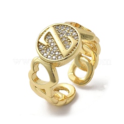 Открытые манжеты из латуни с микропаве и прозрачным цирконием для женщин RJEW-K289-02G-Z