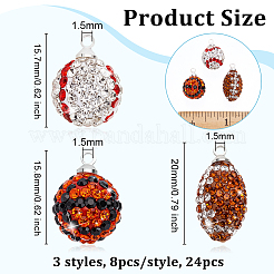 24 Stück 3 Stile handgefertigte Polymer Clay Strass Anhänger&nbsp;PALLOY-OC00047
