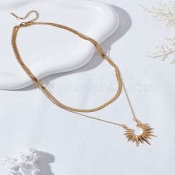 1шт латунный подвесной солнечный двухслойный ожерелье&nbsp;NJEW-LP0009-52