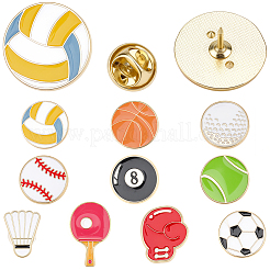 10 шт. 10 стиля эмалевых значков в спортивной тематике&nbsp;JEWB-CP0001-49