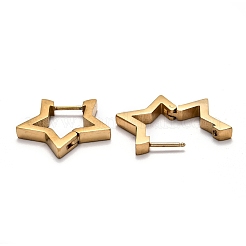 Серьги-кольца Huggie Hoop из нержавеющей стали 304 в форме звезды STAS-J033-05G