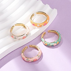 Латунные эмалированные манжеты с открытыми кольцами&nbsp;RJEW-P183-05G-M