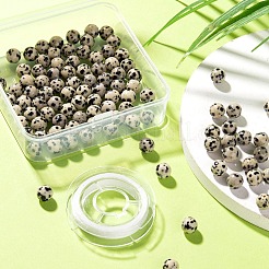 100шт 8мм бусина из натуральной далматинской яшмы круглая&nbsp;DIY-LS0002-37