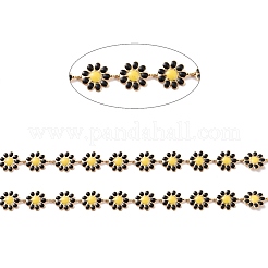 Catene a maglie con fiori di margherita in acciaio inossidabile 304 con smalto&nbsp;AJEW-J035-03G-12