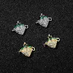 4 Stück 2 Farben Messing Pavé Zirkonia Obst Verbinder Charms&nbsp;KK-FS0001-73A