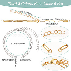 12 шт. 2 цвета 304 нержавеющая сталь скрепки цепочки для изготовления браслета&nbsp;MAK-SC0001-36