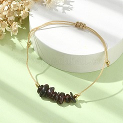 Armbänder aus geflochtenen Perlen mit natürlichen Granatsplittern&nbsp;BJEW-JB09851-01