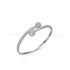 Плоские круглые латунные браслеты-манжеты и кольца с микропаве из прозрачных кубических цирконий FS-WGF0D2F-05