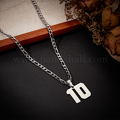 1 шт. 304 нержавеющая сталь Фигаро цепочка ожерелье с подвеской в виде цифры NJEW-BBC0001-28C-P
