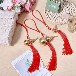 3 шт. 3 стиля весенний фестиваль латунная тыква и полиэстер кисточки подвесные украшения HJEW-CA0001-71
