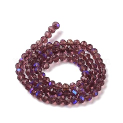 電気メッキガラスビーズセット  半分虹メッキ  多面カット  ロンデル  パープル  2.9~3.3x2mm  穴：0.8mm  約135~140個/連  32~34cm&nbsp;EGLA-A044-T2mm-L13