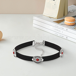 Богемский сплав и смола имитация бирюзового цвета овальный черный бархат чокер ожерелья&nbsp;NJEW-WH20004-13B-01