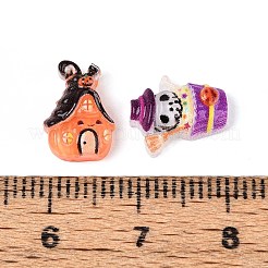 Кабошоны из непрозрачной смолы с принтом на тему Хэллоуина CRES-T025-18