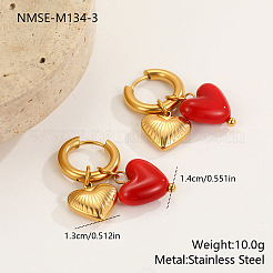 Серьги-кольца в форме сердца из нержавеющей стали 304 и смолы&nbsp;FS-WG68522-03