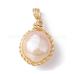 Подвески из медной проволоки с натуральным культивированным пресноводным жемчугом PALLOY-JF02201