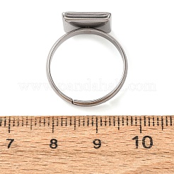 調節可能な304ステンレススチール製指輪部品  パッドリングベースパーツ  正方形  ステンレス鋼色  11mm  17mm  トレイのサイズ：10x10mm&nbsp;SA-CBA8B85-09D-P