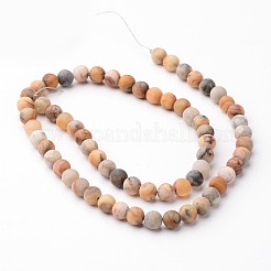 Матовые круглые пряди натуральных сумасшедших кружевных агатовых бусин G-J346-08-6mm