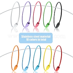 20 шт. 10-цветный брелок из нержавеющей стали с кабелем и проволокой для выпечки AJEW-YW0001-29