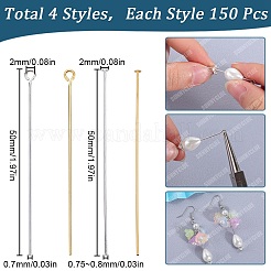 600 шт. 4 шт. латунных штифта с плоской головкой и штифт с ушком&nbsp;KK-SC0005-23