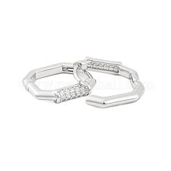 Серьги-кольца из латуни с микропаве из прозрачного кубического циркония для женщин&nbsp;EJEW-P278-02P