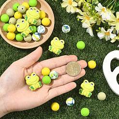 40 шт. 5 стильных бусины-лягушки и круглые пищевые экологически чистые силиконовые фокусные бусины&nbsp;SIL-YW0002-54