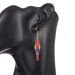 Серьги-подвески из стеклянных бусин в виде птичек&nbsp;EJEW-MZ00690