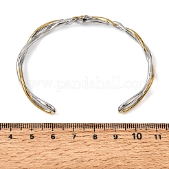 Brazaletes abiertos retorcidos de acero inoxidable 304 bicolor&nbsp;SA-CBA3E4B-03GP