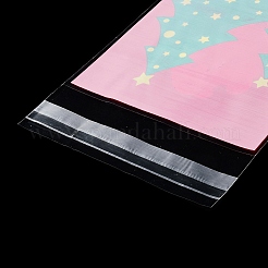 クリスマステーマのプラスチック耐熱皿バッグ  粘着式  チョコレート用  キャンディ  クッキー  正方形  レッド  130x100x0.2mm  約100個/袋&nbsp;OPP-Q004-03B