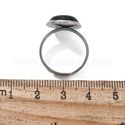 Bagues demi-rondes en agate noire naturelle&nbsp;X-RJEW-M062-01P-05