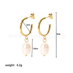 Серьги-гвоздики из натурального жемчуга из нержавеющей стали с подвесками в виде риса CN6183-1