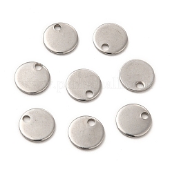 変色しない304ステンレススチールチャーム  フラットラウンドのチャーム  ステンレス鋼色  8x1mm  穴：1.5mm&nbsp;STAS-L207-24A-P
