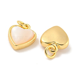Подвески-сердечки из натуральной ракушки и латуни с кольцами-прыгунами KK-P275-09G